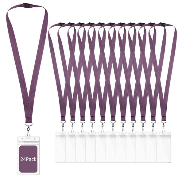 Lanyards WEZEBEL de 24 piezas color morado oscuro impermeables para credencial