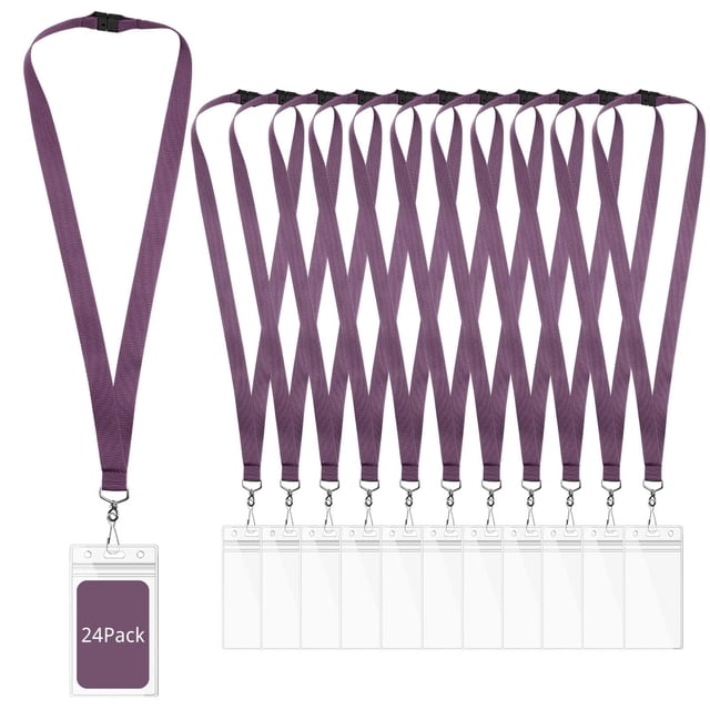 Lanyards WEZEBEL de 24 piezas color morado oscuro impermeables para credencial