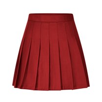 Women and Girl Short Skirts High Waist Pleated Skater Tennis Skirt Summer Solid Color Cotton Linen Skirt Anti-Exposure Safety A Line Mini Skirts