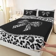 thumbnail image 3 of Homewish Cheetah Leopard Print Full Size Sheets, Chic Black Grey Ribbon Bed Sheets, Fashion Princess Style Sheet Sets, Microfiber Bedroom Decor, 4pcs, 3 of 7