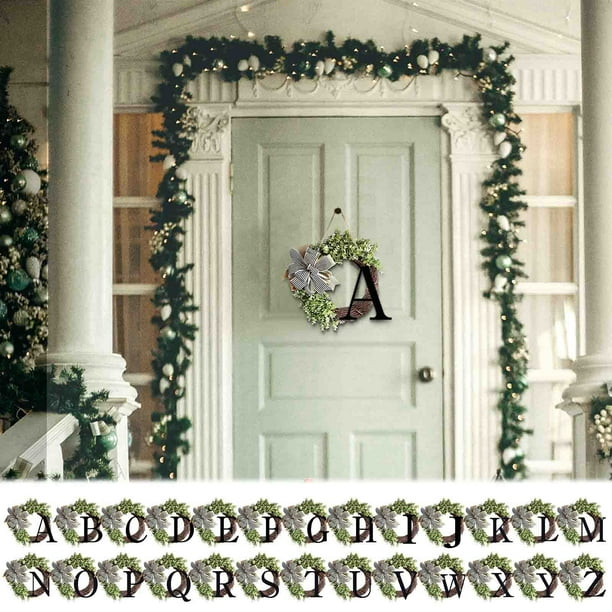 Xihbxyly Corona Del Alfabeto, Aro Decorativo de Ratán, Elegante Colgador para Puerta de Entrada, Decoración Única para El Hogar, Versátil Colgante para Pared y Ventana, Perfecto para Bodas, Regalos d
