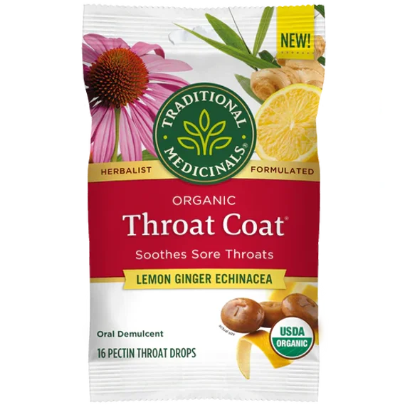 Traditional Medicinals Lemon Ginger Echinacea Lozenges 16 Count (Pack of 12)