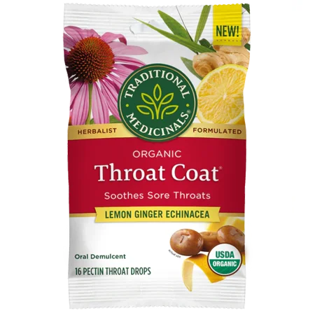 Traditional Medicinals Lemon Ginger Echinacea Lozenges 16 Count (Pack of 12)