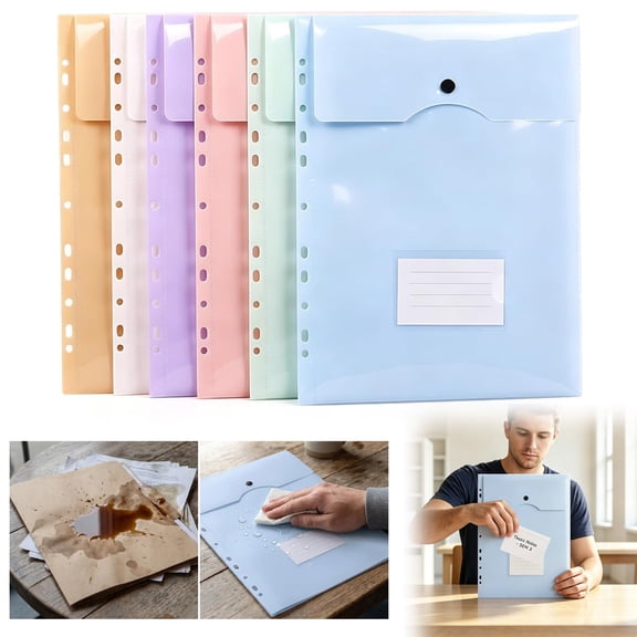 11 Hole Expanding File Pockets for Binder, Expandable Binder Folder with Snap Button Closure, High Capacity PP File Bags for Letter A4 Size Documents, File Folder Organizer for studying essentials