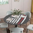 thumbnail image 5 of American Flag Round Tablecloth for 45-54 Inch Tables, Fitted Table Cover with Elastic Edge, Retro US Flag Baseball Stars Gray Waterproof Outdoor Table Cloth Protector for Patio Garden Dinner Picnic, 5 of 9