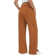 thumbnail image 5 of LEAVINGSUO Wide Leg Pants for Women Plus Size Womens High Waist Drawstring Casual Trousers With Split Hem Pockets Orange M, 5 of 7