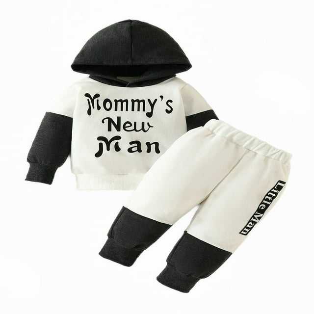 Long Sleeve Letter Hoodie and Pants Set Sweatsuit for Baby Fall Outfits