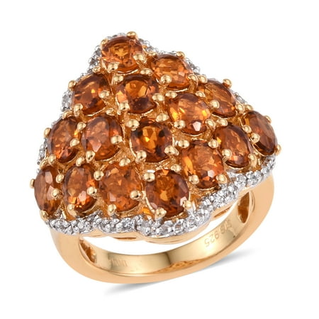 Topaz Zircon Ring - Zircon Citrine Yellow Gold Plated Silver Fashion Ring For Women 95.6 Cttw