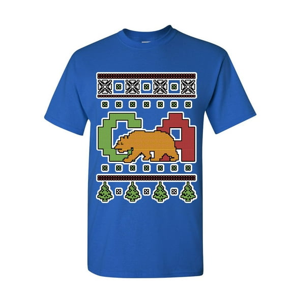 Tee Hunt California Republic Ugly Sweater T-Shirt Christmas Xmas CA Bear Mens Shirt