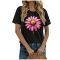 thumbnail image 2 of HOMBOM Womens T Shirts Graphic Tees Crew Neck Black Short Sleeve Floral Summer Tops for Ladies, 2 of 5