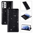 thumbnail image 1 of SaniMore Magnetic Flip Wallet Case for Samsung Galaxy A33 5G 6.4", PU Leather Ultra-Thin Glitter Cover Buil-in Card Slot & Kickstand Shockproof Protective Shell for Samsung A33 5G, Black, 1 of 8