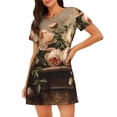 thumbnail image 1 of Easygdp Vintage Peonies Rustic Charm Camisón de manga corta para mujer, informal, estampado, 1 of 6