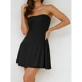 thumbnail image 2 of Biezeib Women's Summer Tube Dress Contrast Color/Solid Color Sleeveless Strapless Mini A-Line Dress, 2 of 6