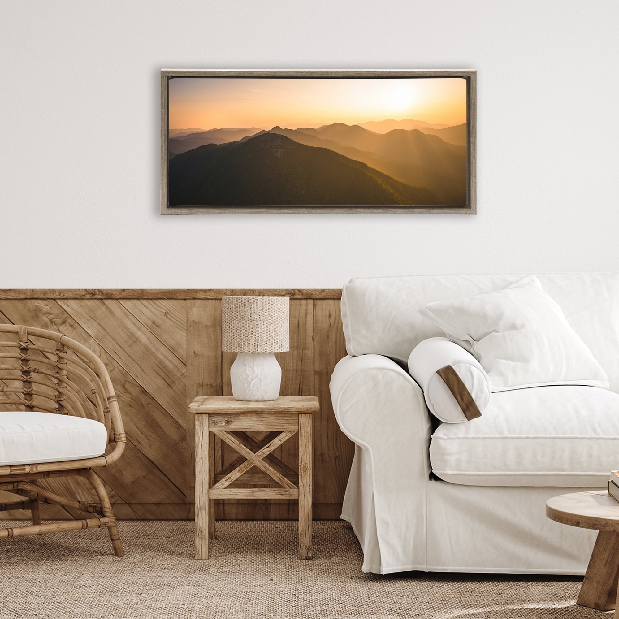 Stupell Industries Sunrise Over The Adirondacks Brown Framed Floater Canvas Wall Art, design by Jonathan Zaharek