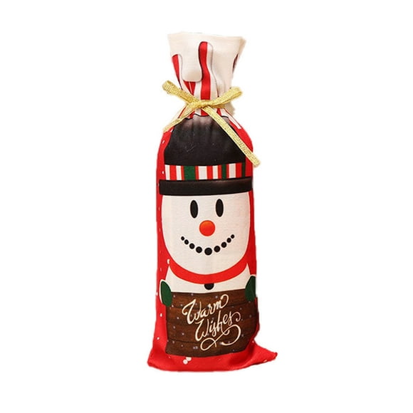 Bewildely Cubierta antipolvo para botella de vino de Navidad, decoraciones de fiesta flexibles, arte de tela, mangas prácticas, hogar, familia, Kits de decoración para fiestas Muñeco de nieve Bewildely HA068258-02