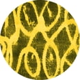 thumbnail image 1 of Ahgly Company Machine Washable Indoor Round Abstract Yellow Modern Area Rugs, 7' Round, 1 of 4