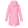 thumbnail image 2 of Winter Pink Solid Raincoat Hooded Outdoor Rain Windproof Jacket Women’S Jackets Women'S Coat, 2 of 4