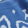 thumbnail image 5 of TFEOQRY Men's Crew Neck Sweater Patterned Color Block Knit Long Sleeve Casual Pullover Fall Winter Top Blue, 5 of 8