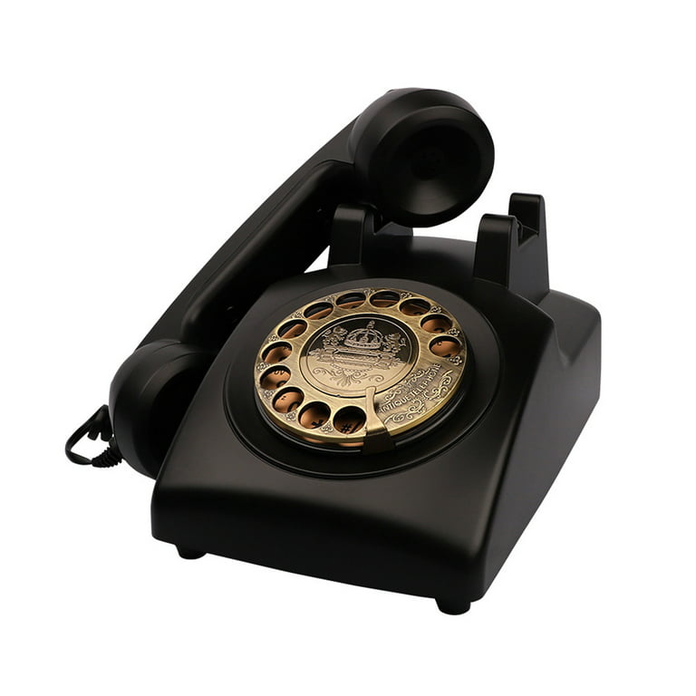 Retro Landline Telephone, Sentno 1960's Vintage Corded Dial Phone Classic  Old Fashion Telephones Wired Desk Telephone for Office and Home (Black)