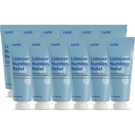 Curist Lidocaine 5% Cream, Lidocaine Numbing Cream for Hemorrhoids, 6 Oz, Pack of 12