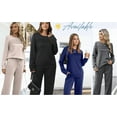thumbnail image 4 of Women's 2 Piece Sets Sweatshirt Casual Travel Outfits Lounge Wide Leg Tracksuit Cozy Sweatsuits Fashion, 4 of 6