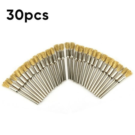 

30pcs 5mm Brass Rotary Wire Wheel Pencil Polising Brushes for Power Drill Tool