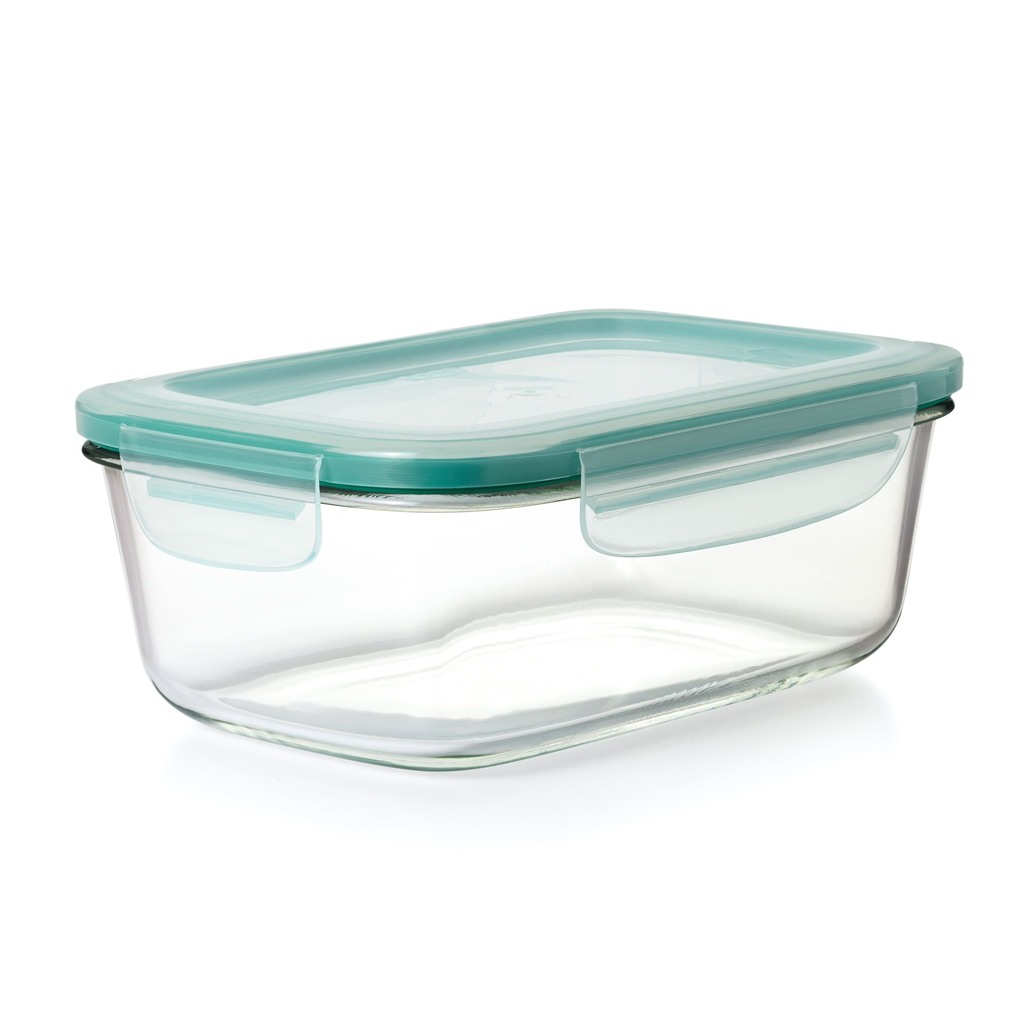 (2 pack) OXO Smart Seal 8-Cup Rectangle Glass Food Storage Container, Teal