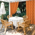 thumbnail image 4 of Outdoor Curtains for Patio Waterproof, Orange Morocco Windproof Pravicy Outside Porch Blackout Curtain, Geometric Leaf Diamond Lattice Abstract Sun Blocking Grommets Curtains for Cabana 54"x84", 4 of 9