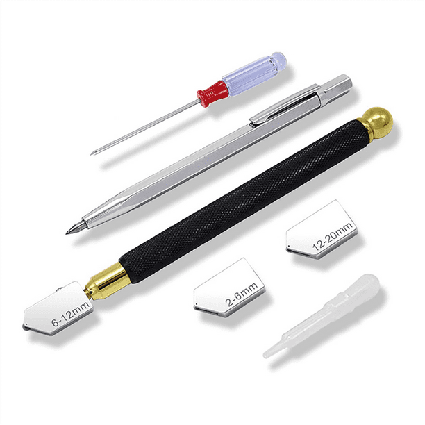 Cuchillo para Cortar Vidrio de 2 mm A 20 mm, Cuchillo para Cortar Vidrio con Punta de Aleación, Bolígrafo para Grabar y Trazar de Aleación, para Vidrio, Mosaico y Artesanías