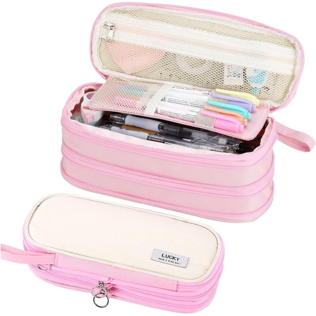 Estuche para lápices estético con cremallera, grande, para niñas, niños, adolescentes y adultos, organizador de papelería para la escuela, color verde