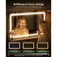 thumbnail image 3 of BrooveWave 47.3in Women Makeup Vanity Desk with Mirror and LED Light and 360° Rotating Storage Shelf,Fluted Wood Vanities with Power Outlet & Dryer HolderTable, 3 of 8