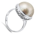 thumbnail image 4 of Freshwater Simulated Pearl Filigree Ring .925 Sterling Silver Jewelry Female Male Unisex Size 7, 4 of 4