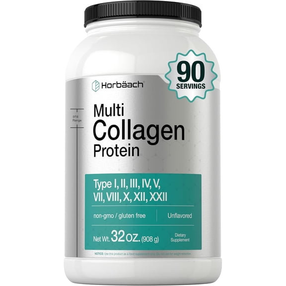 Multi Collagen Protein Powder 32 oz | Type I, II, III, V, X | Non-GMO, Gluten Free | by Horbaach