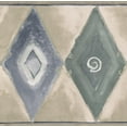 thumbnail image 1 of Beige Blue Black Abstract Wallpaper Border Rhombus Geometric Design, Roll 15' x 7'', 1 of 3