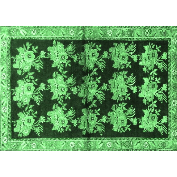 Ahgly Company Indoor Rectangle Persian Emerald Green Traditional Area Rugs, 5' x 8'