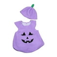 thumbnail image 3 of Gelikeya Halloween Clothes for Baby Girl Boy Pumpkin Outfits Flutter Sleeve Romper Tops Hats 2 Piece Activewear Sets (#07 Purple, 3-4 Years), 3 of 9