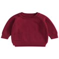 thumbnail image 1 of Baby Girl Boy Knit Pullover Sweater Fall Winter Warm Sweatshirt Tops with Pocket, 1 of 6
