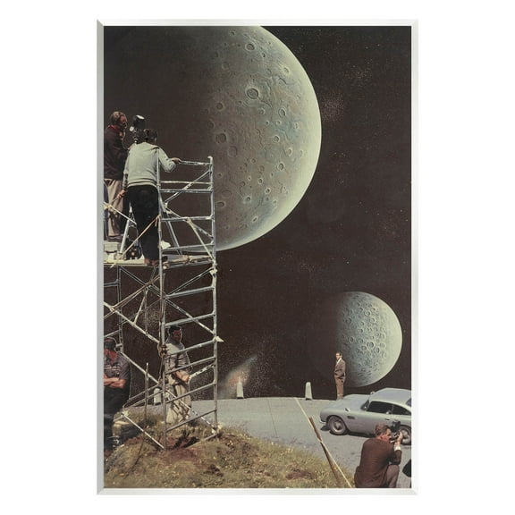 Stupell Industries Two Moons Vintage Film Set Galaxy Graphic Art Unframed Art Print Wall Art, Design by Matheus Lopes Castro