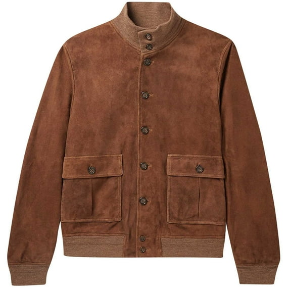 Yiliang Mens Suede Classic Jacket Button Down Shirts Coat Timeless Color Lightweight for Full Season ,Brown,L