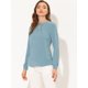 thumbnail image 4 of Blusa de trabajo elegante Allegra K con botones en la parte delantera y cuello levantado Azul XS, 4 of 4
