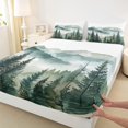 thumbnail image 3 of Manfei Green Wild Pine Bed Sheets,Natural Theme King Sheets,Tropical Botanical Sheet Set For Men Women,Microfiber Bedroom Decor,4 Pieces, 3 of 7