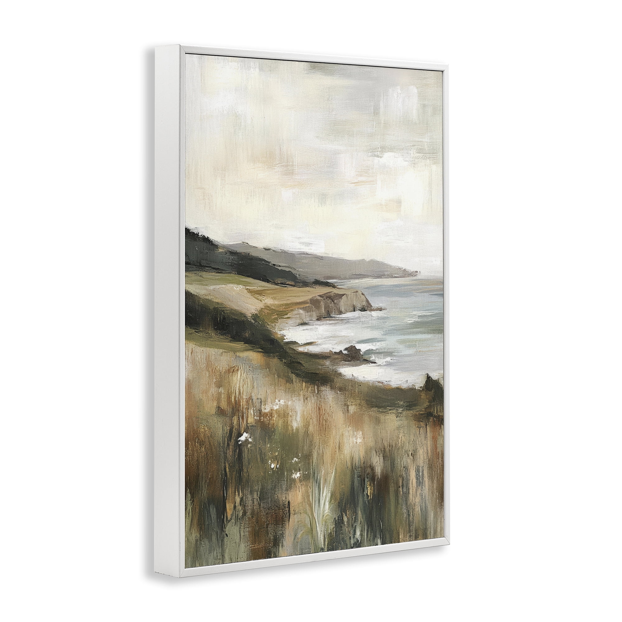 Stupell Industries Northern Coast Cliffside White Framed Giclee Art, design by Petal Prints Design