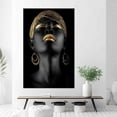 thumbnail image 3 of Abstract Art Canvas, African Woman Canvas, Gold Lip Art, African Canvas, Ethnic Artwork, African Gold Lip Printed, Black Woman Printed, Canvas Wall Decor - Black Framed, 3 of 6