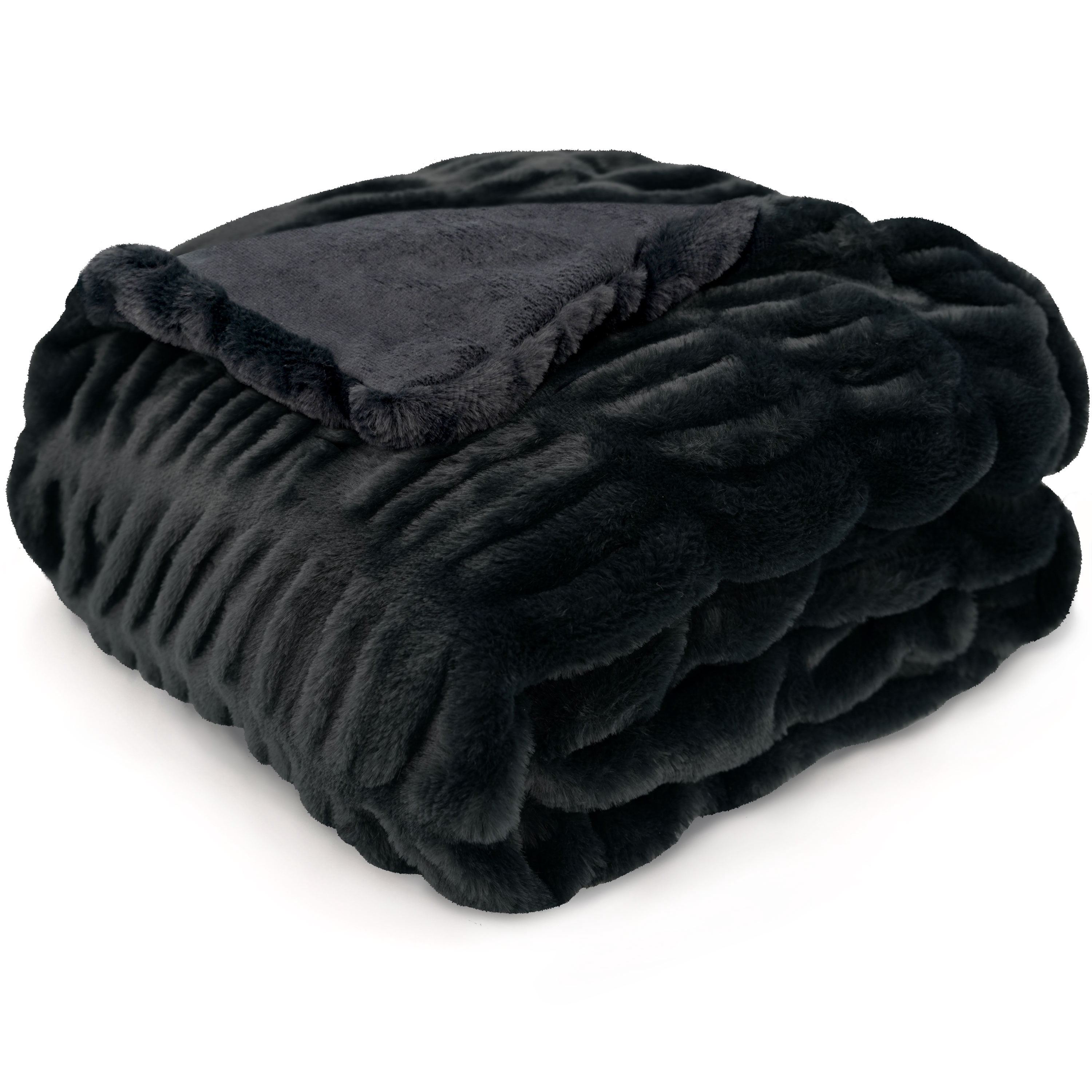 Regal Living Soft Plush Faux Fur Fuzzy Throw, Black, 50" x 60"