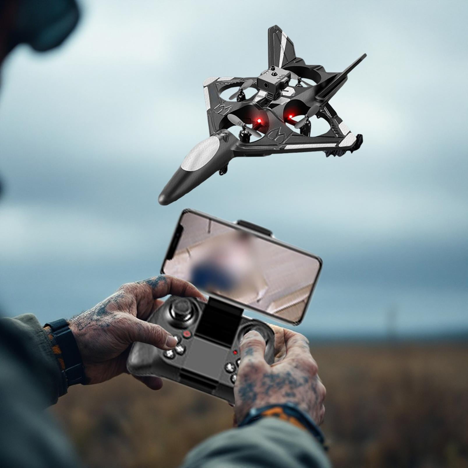 KMWGRE RC Plane Helicopter Quadcopter Foam RC Airplane 2.4GHz Remote Control Jet Fighter with Light 6CH Obstacle Avoidance RC Airplane with 3D Flips Gravity Sensing Auto Hovering for Kids
