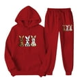 thumbnail image 2 of VBVC No Boundarie Women's 2 Piece Happy Easter Lounge Outfit,Ladies Vintage Printed Hoodie and Joggers Set,Winter Sports Sweatsuits For Women,Red,Size M, 2 of 5