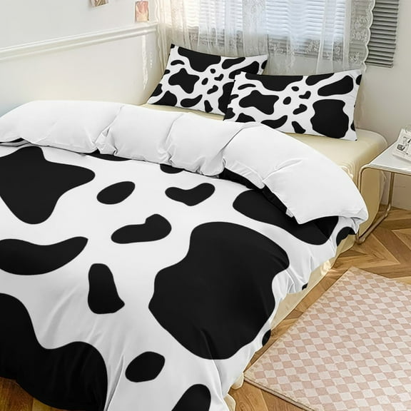 Cow Print Set Duvet Cover Themed Multicolor Polyester Bedding Set Duvet Cover for Full Size