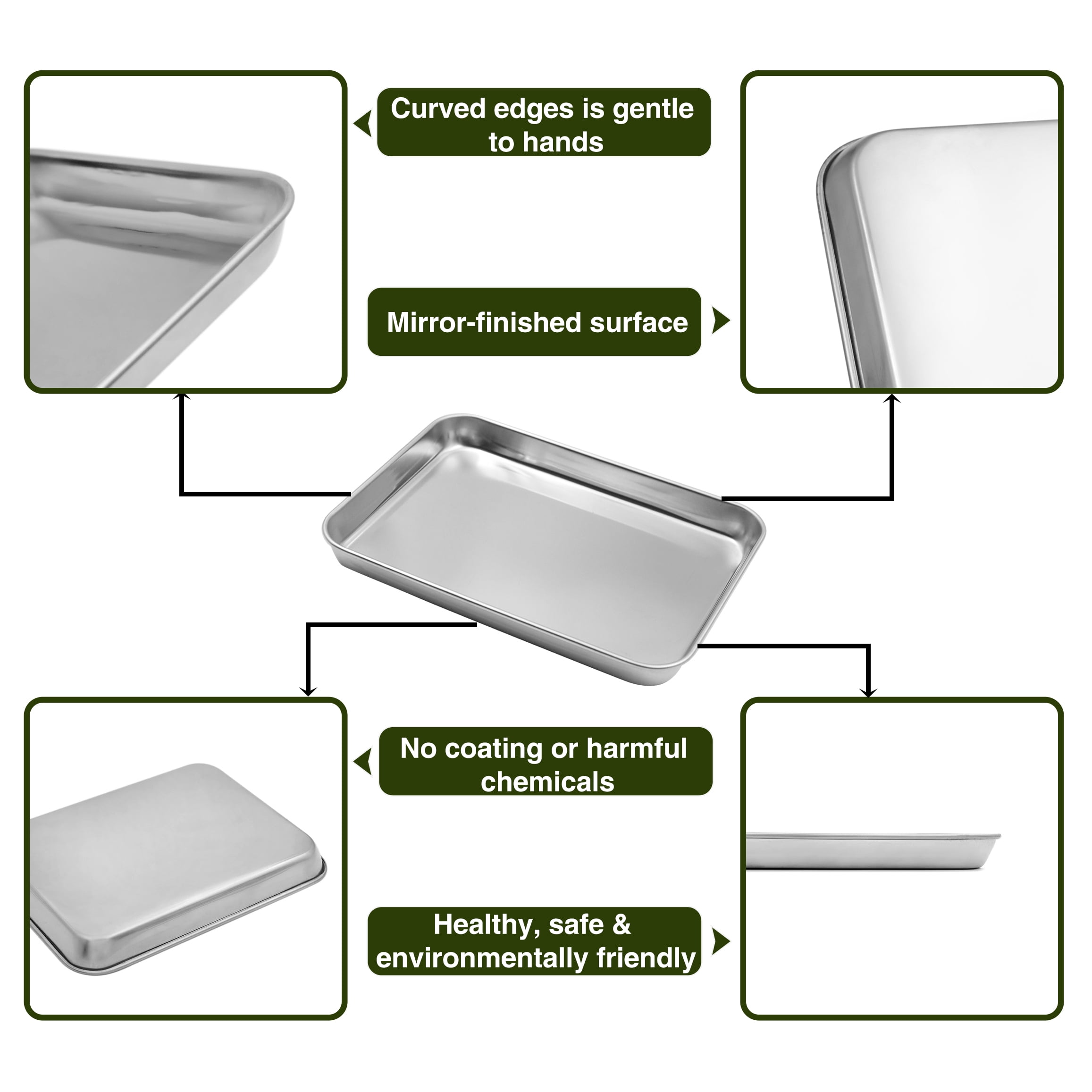 Aspire Baking Sheets and Racks Set, Stainless Steel Oven and Dishwasher Safe Wire Rack, Easy Clean-S 3 Pcs