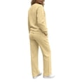 thumbnail image 6 of Tqcoqu Women's Solid 2 Piece Sweatsuit,Crew Neck Long Sleeve Sweatshirt & Elastic Waist Wide Leg Sweatpants,Thick Casual Loungewear Outfit Set,Yellow Women's S-XXXL, 6 of 9