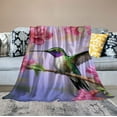 thumbnail image 2 of ONETECH  Hummingbird Floral Blanket Gifts for Women Kids Girls Mom Pink Flowers Bird Home Bedroom Mother's Day Decor Soft Cozy Lightweight Plush Throw Blanket, 2 of 6